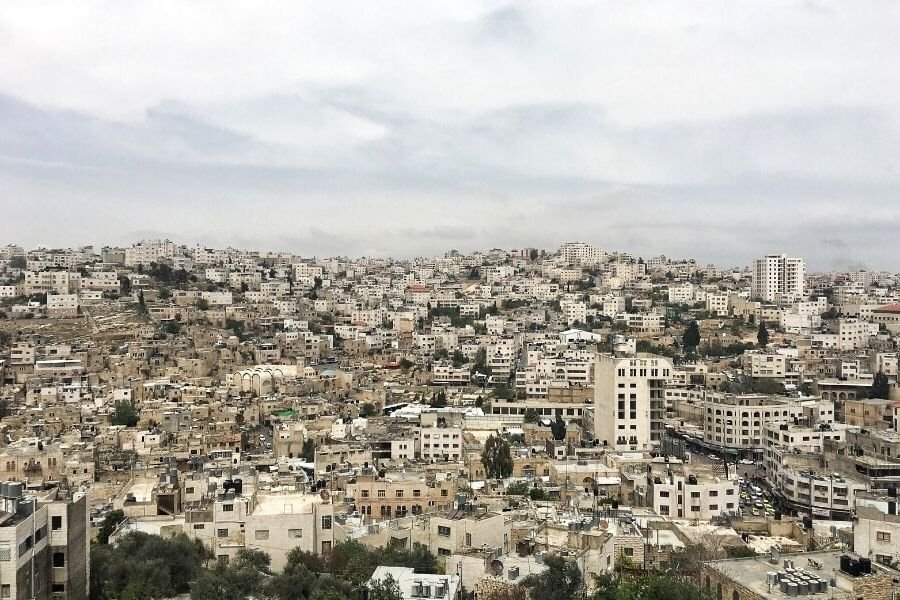 An aerial view of Palestine's city scape.