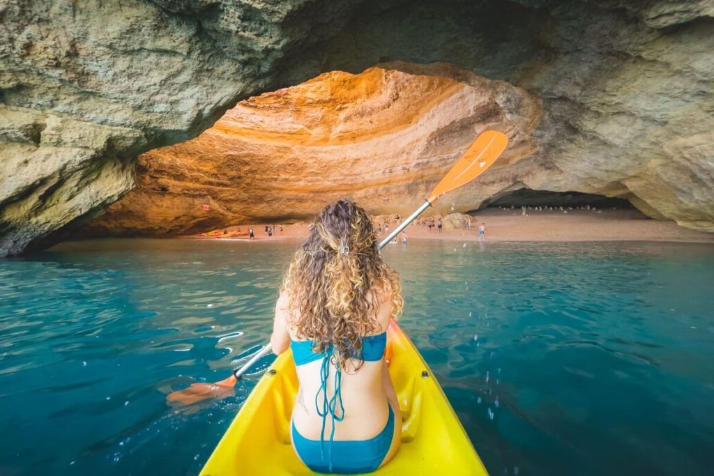 Kayaking the Benagil Cave in Carvoeiro, Portugal.