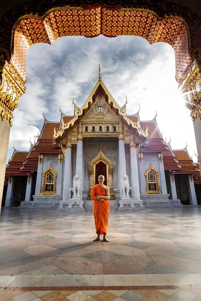 Man Standing Outside a Prayer Temple