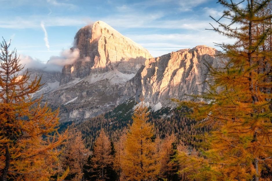 Tofane di Rozes during the autumn in the italian Dolomites