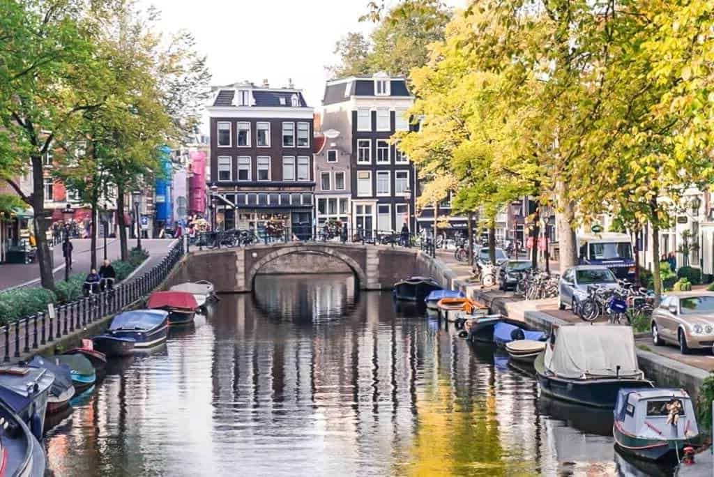 Amsterdam, the Netherlands: canal view in the autumn